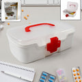 12980 3 Compartment Medical Box 1 Piece Indoor Outdoor Medical Utility Medicine Storage Box Detachable Tray Medical Box Multi Purpose Regular Medicine First Aid Box With Handle Transparent Lid  Color Box