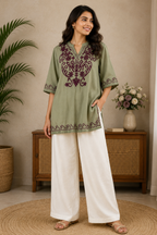 Short Kurti with Straight Pant Set
