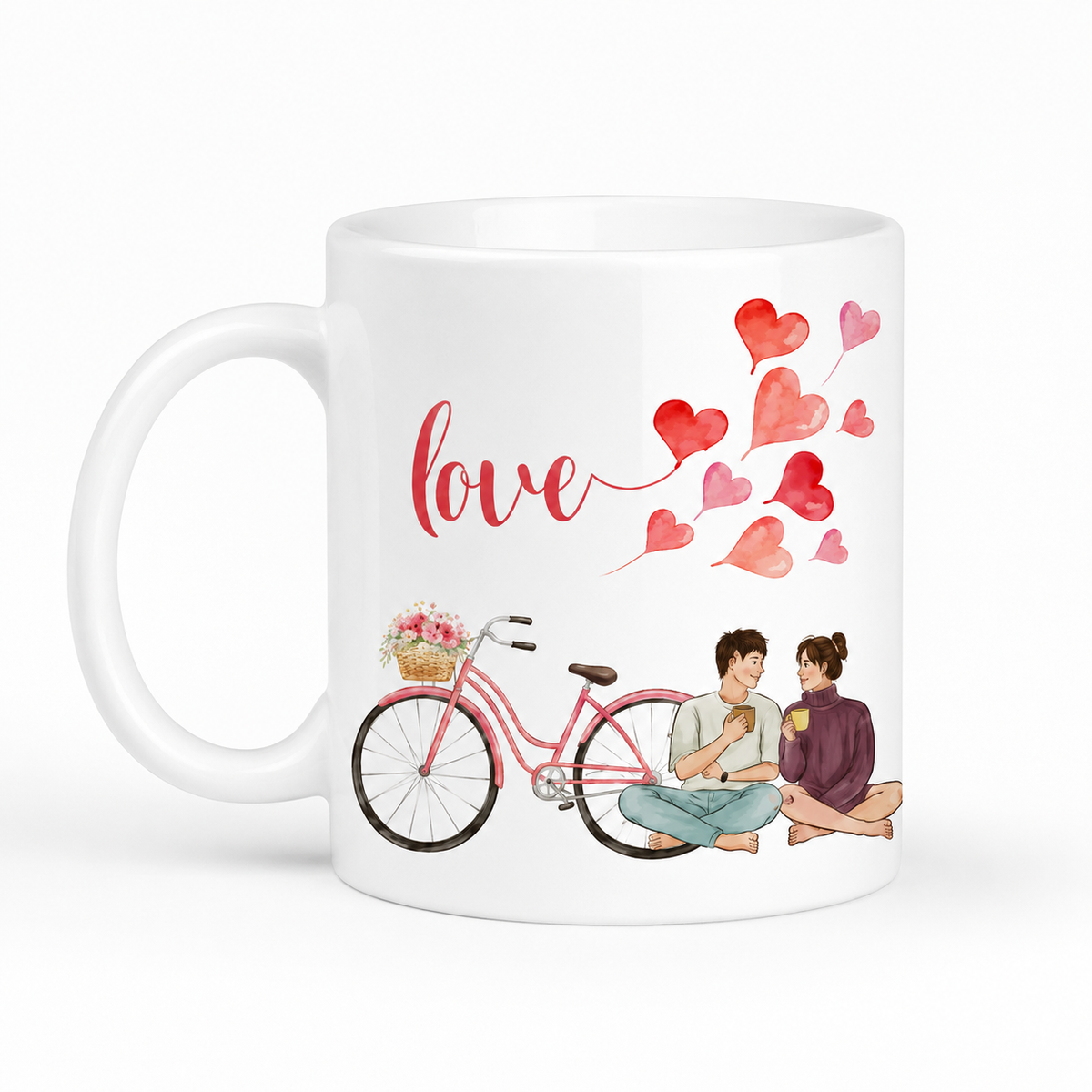 Love Couple Bicycle Ceramic Mug