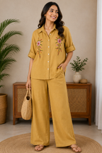 Floral Embroidered Mulmul Co-Ord Set
