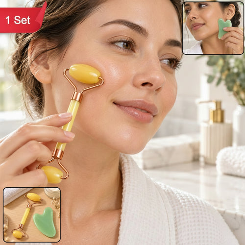 Facial Roller And Gua Sha Set With Dual Roller Heads For Daily Face Care (1 Set)