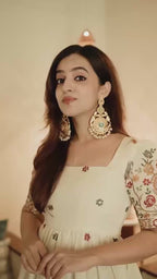 Embroidered Roman Silk Anarkali Gown