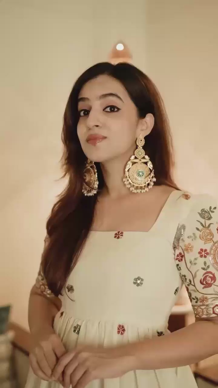 Embroidered Roman Silk Anarkali Gown