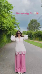 Pure Roman Silk Embroidered Top & Palazzo Set