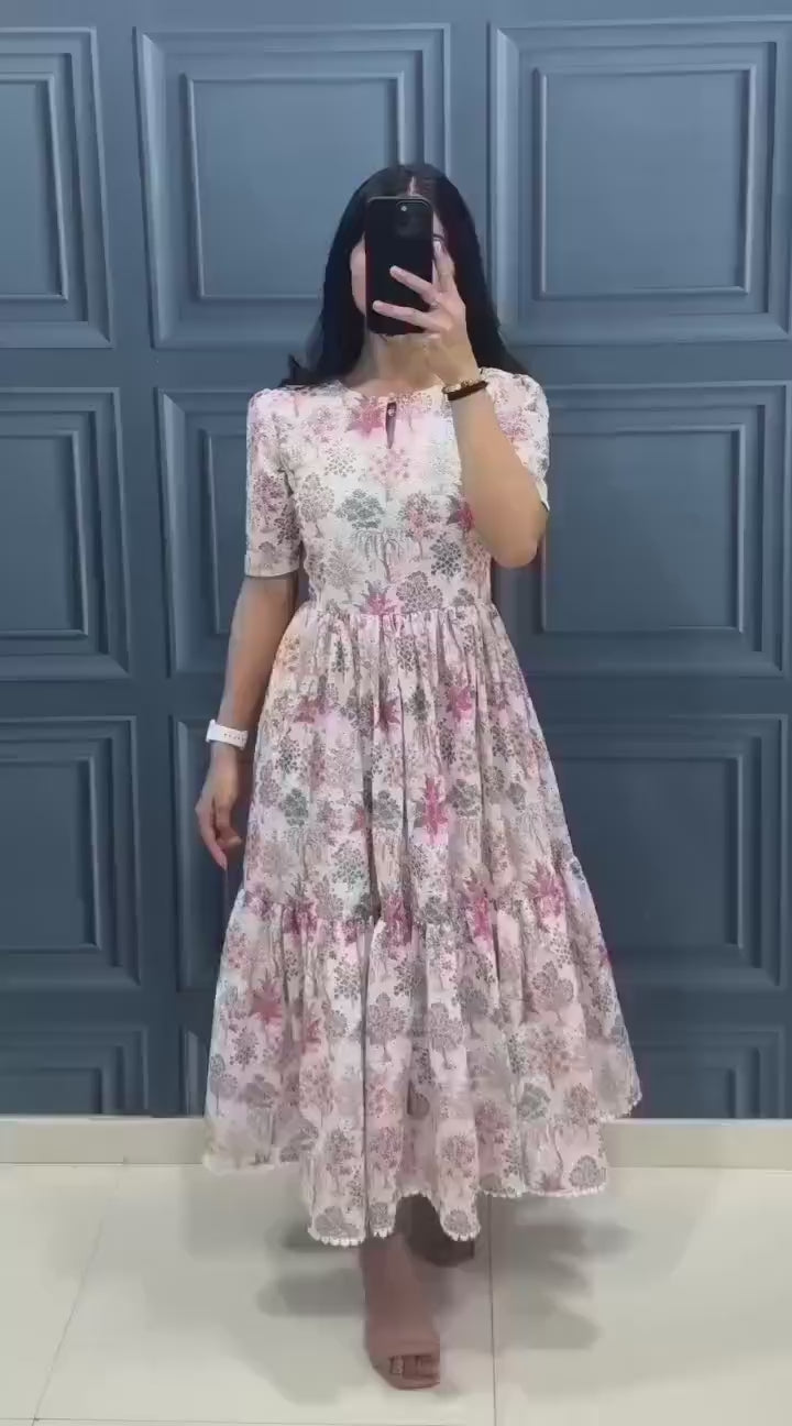 Printed Hakoba Cotton Maxi Dress