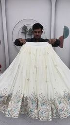 Embroidered Chinon Lehenga Choli with Dupatta