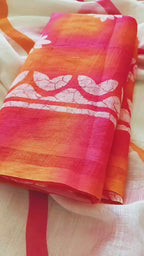 Lehariya Digital Print Linen Saree with Arco Border
