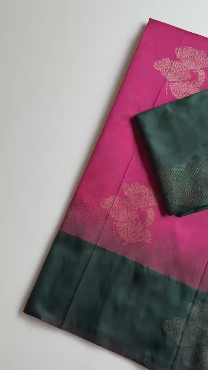 Soft Tissue Silk Saree with Contrast Jacquard Border & Woven Blouse