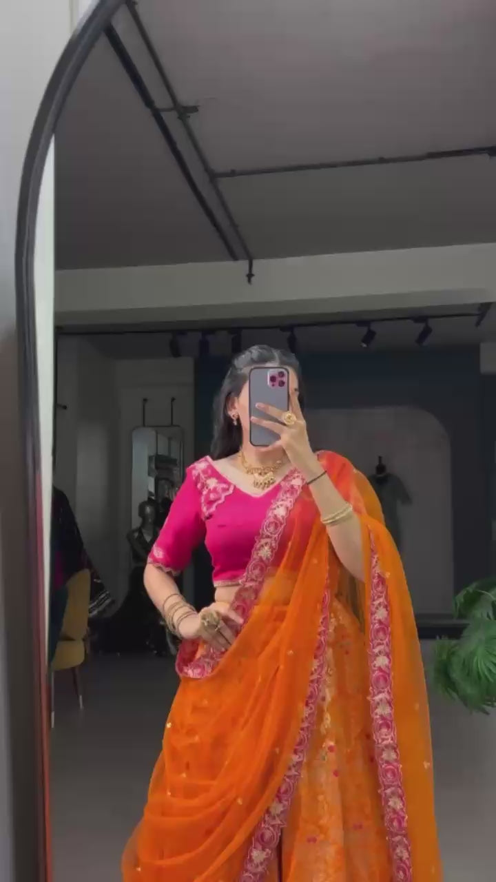 Jacquard Silk Lehenga Set