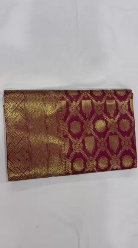 Lichi Silk Saree with Gold Zari & Jacquard Weaving