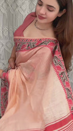 Modal Cotton Saree with Contrast Ikkat Border & Woven Pallu