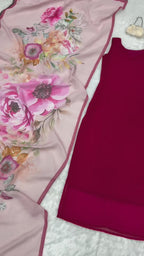 Georgette Kurta with Butter Silk Pant & Printed Cotton Dupatta Set