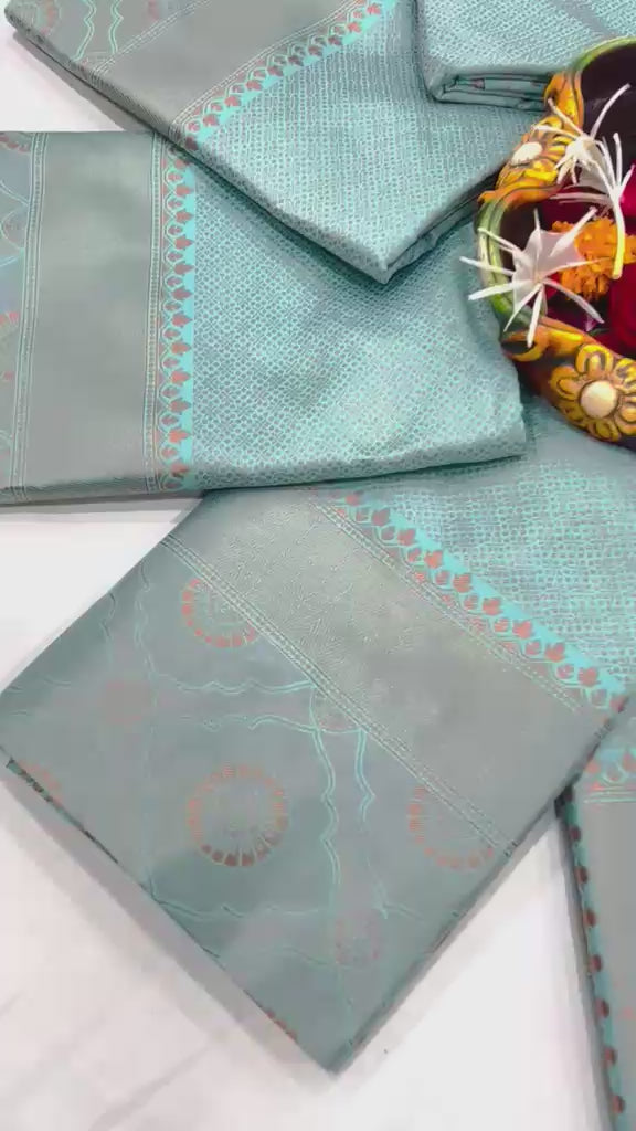 Lichi Silk Jacquard Saree with Brocade Blouse