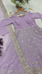 Faux Blooming Sequins & Zari Embroidered Anarkali Suit Set