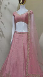 Fancy Zari & Sequins Embroidered Lehenga Set with Soft Net Dupatta