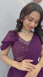 Embroidered Fox Georgette Lehenga Choli with Attached Dupatta