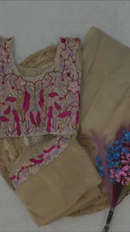 Gamthi Work Cotton Lehenga Choli Set with Koti