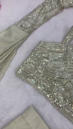 Crep Silk Embroidered Sequins Ready-to-Wear Saree with Stitched Blouse