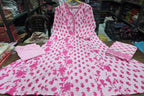 Mirror Embroidered Cotton Anarkali Suit Set with Mulmul Dupatta