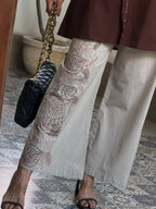 Floral Embroidered Cotton Co-Ord Set with Wide-Leg Pants