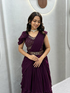 Embroidered Fox Georgette Lehenga Choli with Attached Dupatta