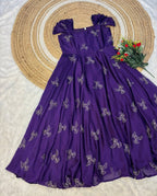 Rangoli Fabric Umbrella Flare Midi Gown for Women