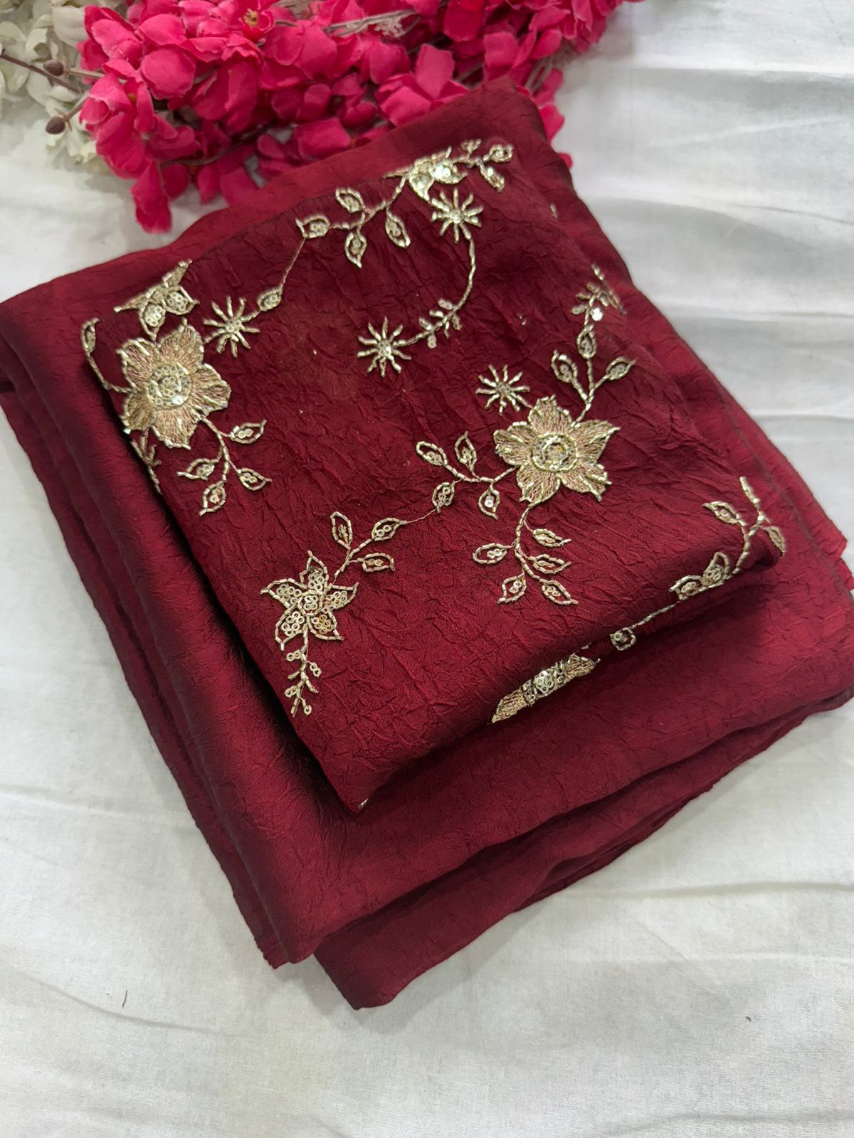 Rangoli Crush Saree with Sequin Work Running Blouse