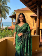 Sunflower Space Silk Satin Saree with Hand Khatli & Cutdana Work