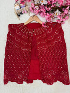 Chinon Silk Ready-to-Wear Saree with Embroidered Jacket & Blouse