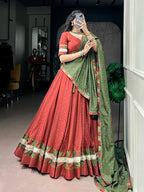 Zari Weaving Lehenga with Dupatta & 7 Meter Flair