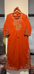 Embroidered Pure Cotton Kurti Pant Set with Dupatta