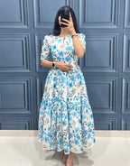 Printed Hakoba Cotton Maxi Dress