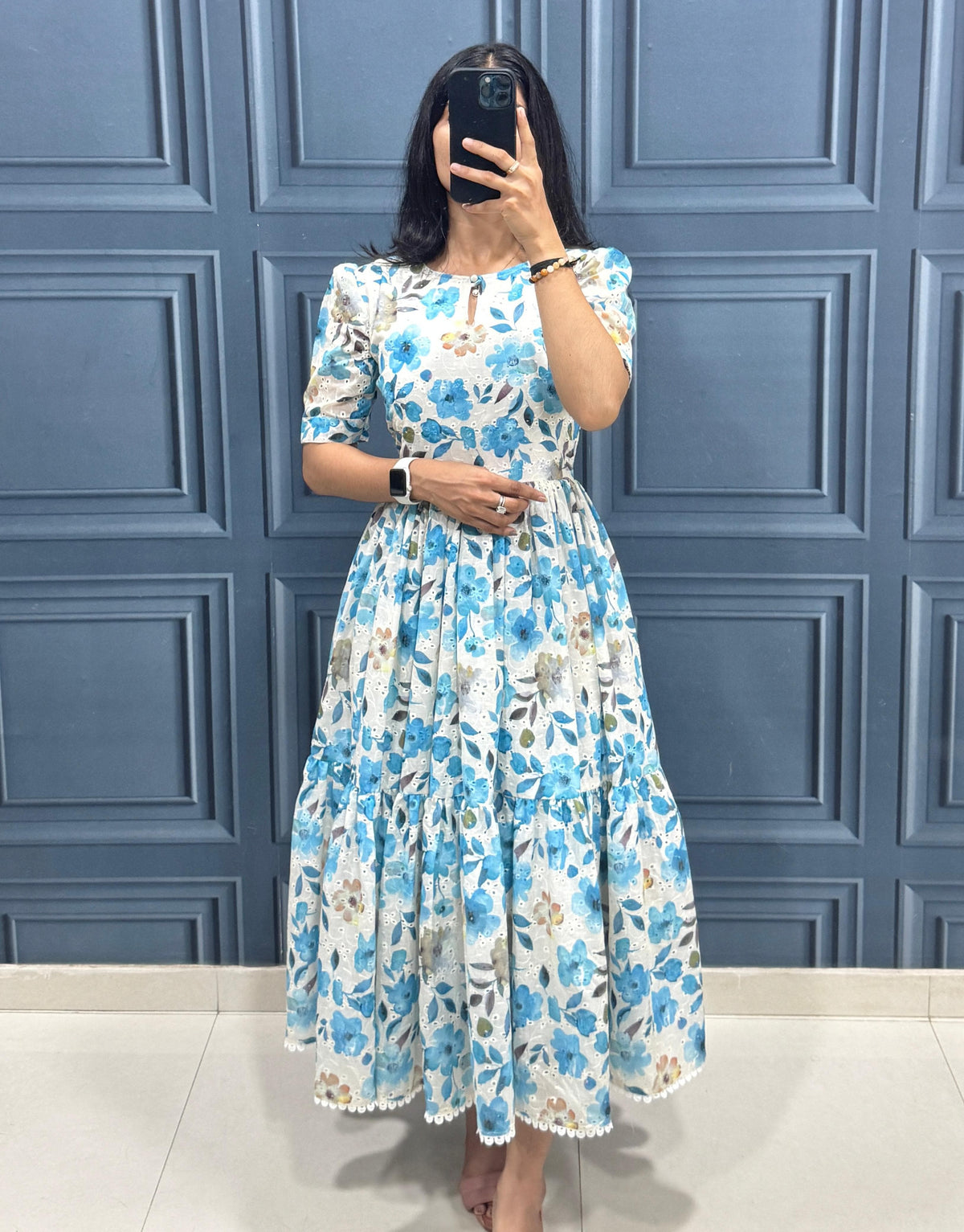 Printed Hakoba Cotton Maxi Dress