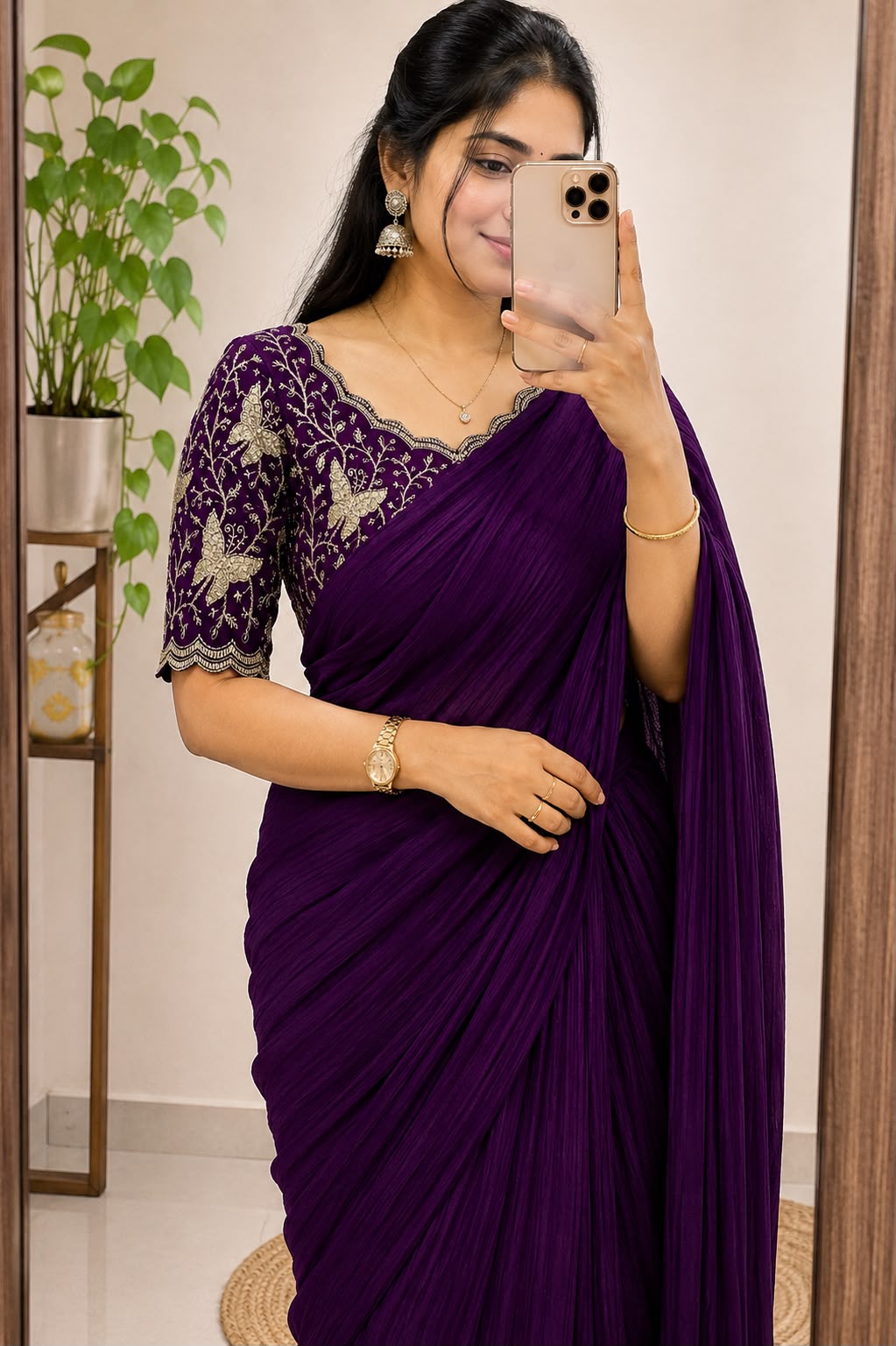 Rangoli Crush Silk Saree with Embroidered Blouse