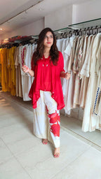 Cotton Loose Fit Co-Ord Set with Printed Palazzo