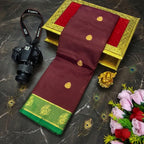 Fusion Korvai Soft Silk Saree with Golden Zari Buttas & Contrast Border