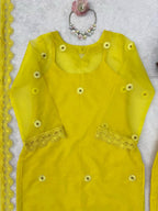 Nylon Organza Shrug Kurta Pant Dupatta Set