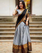 Traditional Jacquard Border Lehenga Set with Dupatta
