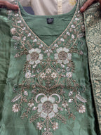 Kanjivaram Hand Work 3 Piece Ethnic Suit Set