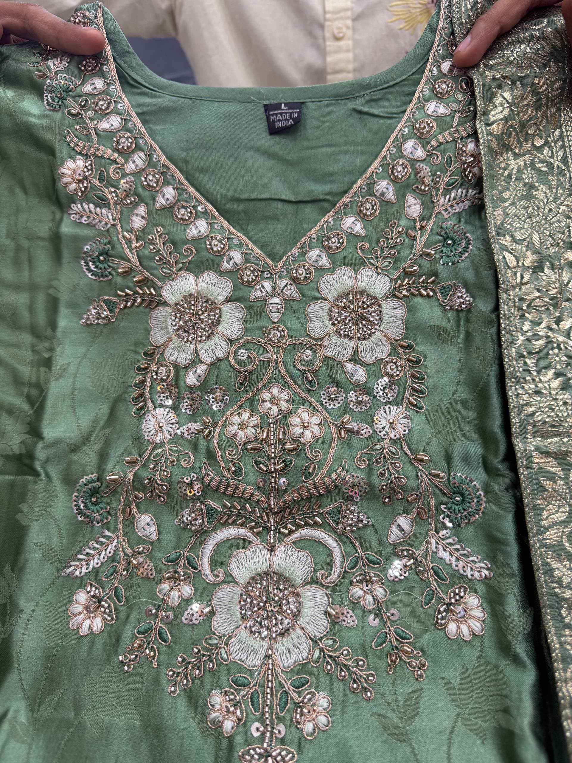 Kanjivaram Hand Work 3 Piece Ethnic Suit Set