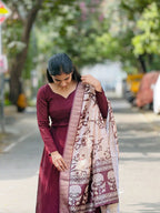Anarkali Gown with Kalamkari Dupatta