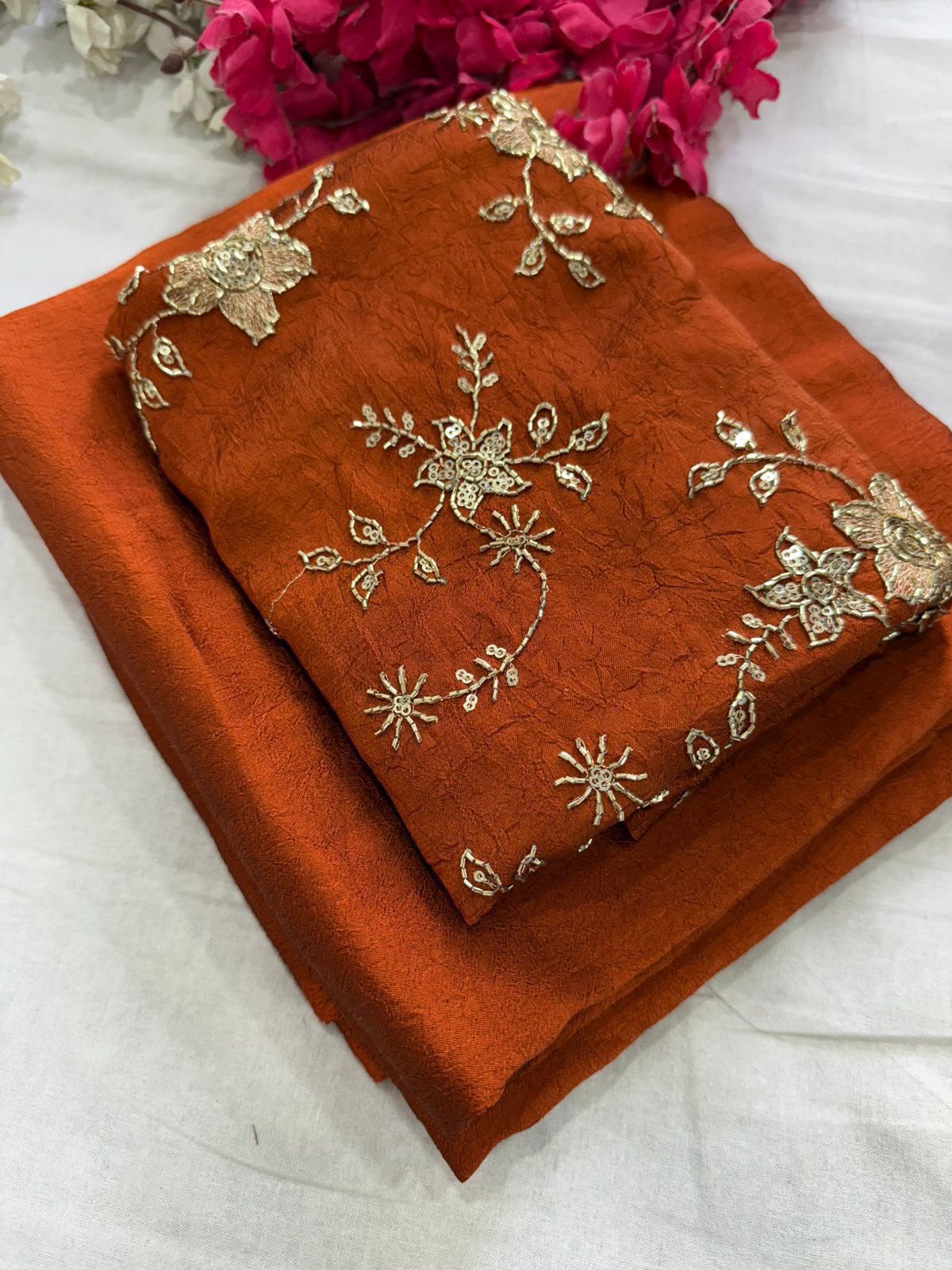 Rangoli Crush Saree with Sequin Work Running Blouse