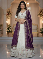 Embroidered Chinon Lehenga Choli with Dupatta