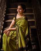 Lichi Silk Saree with Jacquard Weaving & Brocade Blouse