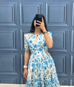 Printed Hakoba Cotton Maxi Dress