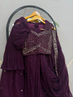 Embroidered Fox Georgette Lehenga Choli with Attached Dupatta