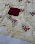 Designer Saree with Contrast Running Blouse