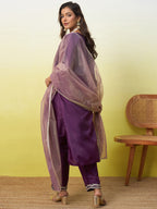 Zari Embroidered Zora Silk Blend Kurta Pant Set with Dupatta