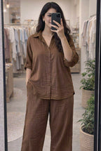 Gauze Cotton Monotone Co-Ord Set for Women