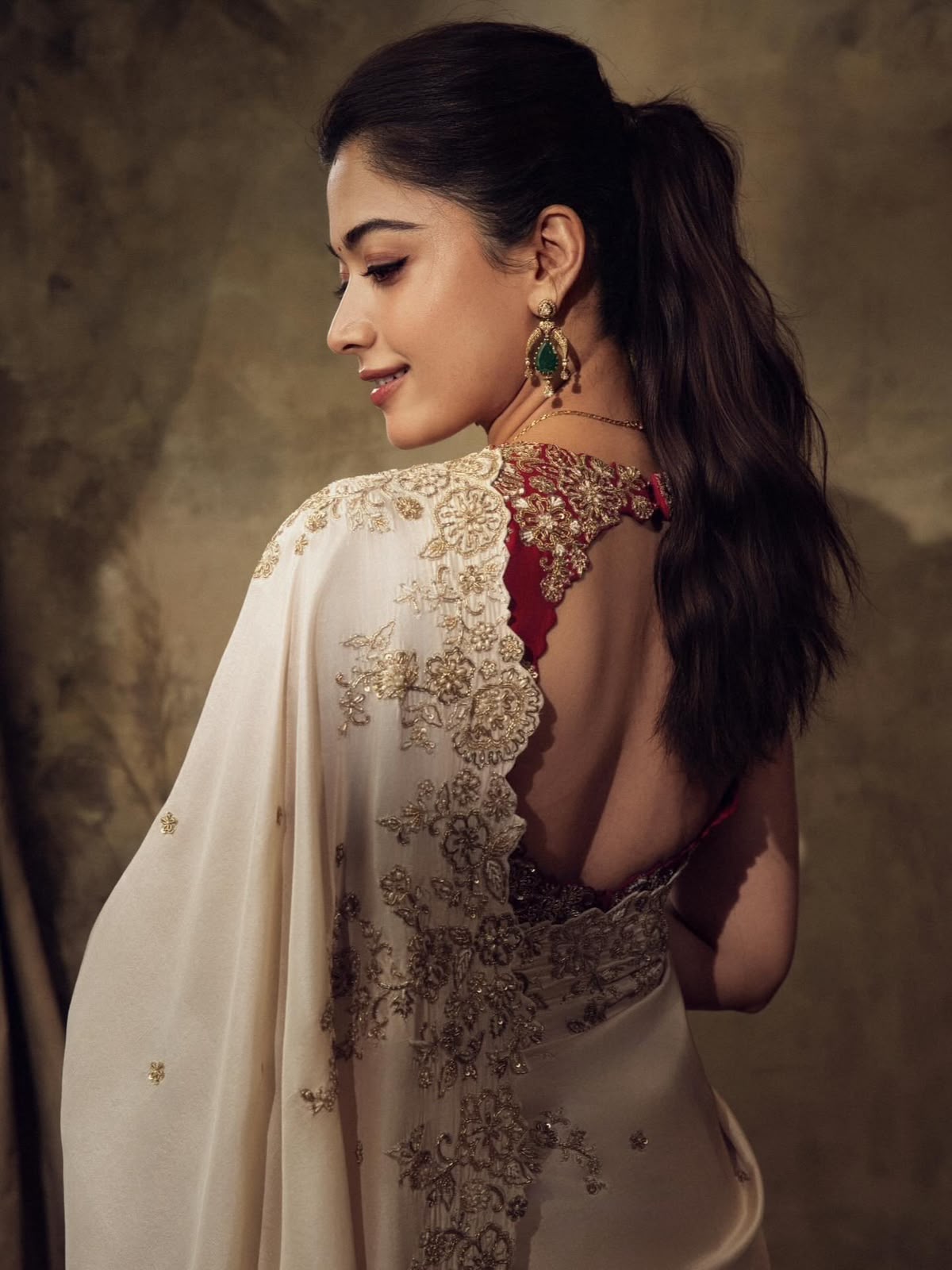 Sequins Embroidered Rangoli Silk Saree with Banglori Blouse